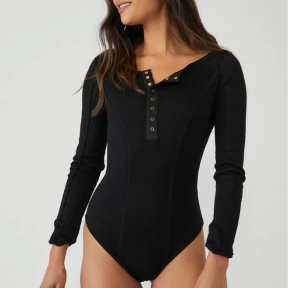 Free People Tops - *NWT Free People Sloane Bodysuit Black